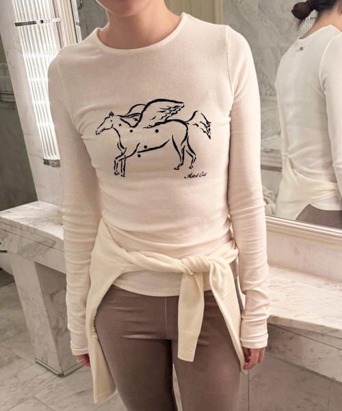 EDIT.FOR LULUエディットフォールルLUストレッチリブTシャツ EDIT. FOR LULU（エディットフォールル） tシャツ 「SKIN for LULU