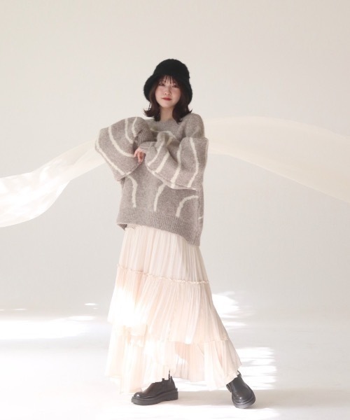 「mellowneon」 長袖ニット FREE ベージュ レディース_画像2