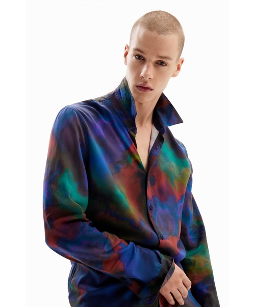 「Desigual」 長袖シャツ M ブルー メンズ_画像4