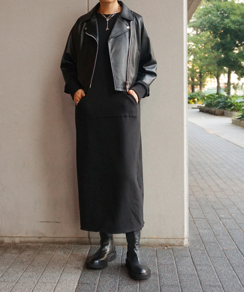 美品 ジャーナルスタンダード ラックス ボンバーワンピース BK JOURNAL STANDARD LUXE ボンバーワンピース