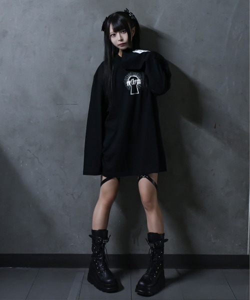 「REFLEM」 長袖カットソー FREE チャコールグレー レディース_画像8