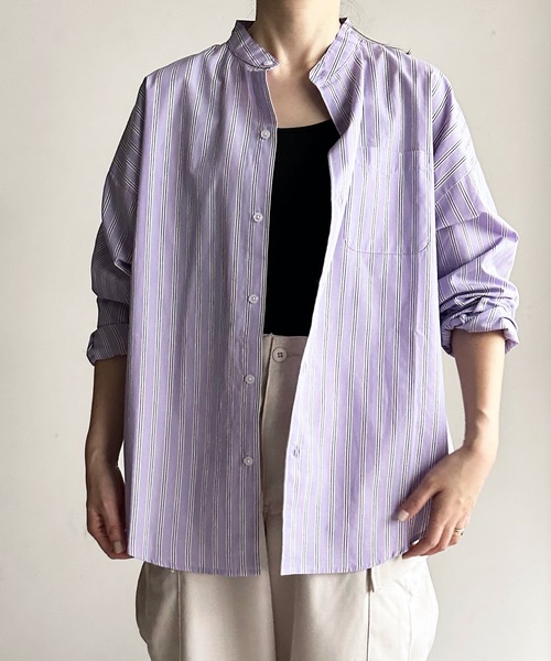 「COMMON WARE」 「HALHAM」長袖シャツ L ホワイト レディース_画像6