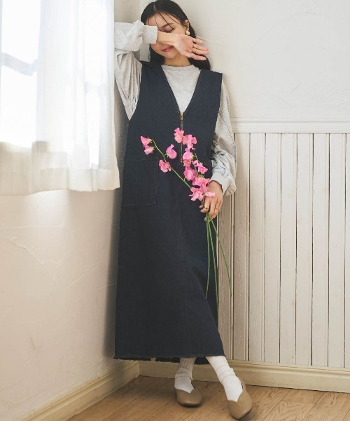 「mil」 サロペットスカート X-SMALL インディゴブルー レディース_画像5