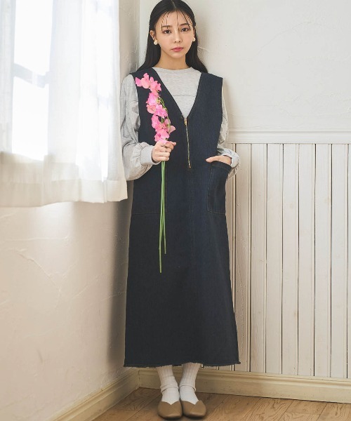 「mil」 サロペットスカート X-SMALL インディゴブルー レディース_画像6