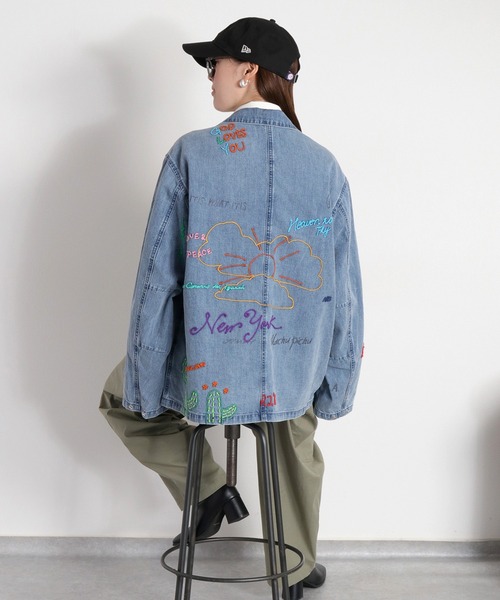 希少 STUDIO D'ARTISAN デニムジャケット カバーオール 刺繍 豚 cepo（セポ） デニムジャケット gジャン ラクガキアート刺繍＆プリント