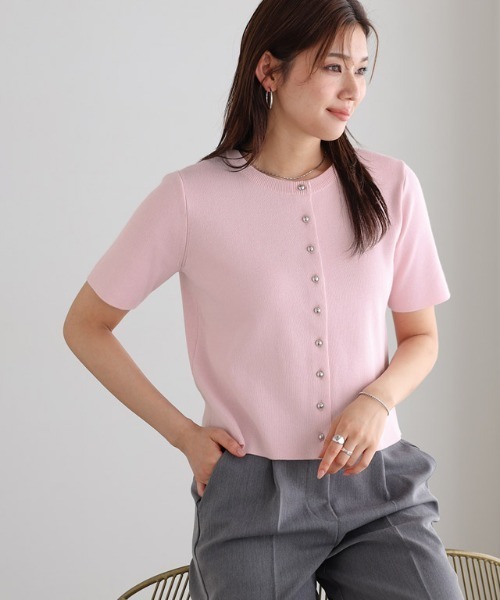 「Pierrot」 ニットカーディガン M アイボリー レディース_画像3