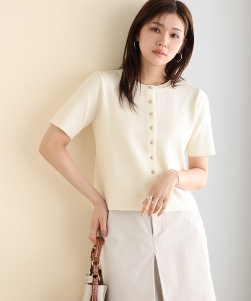 「Pierrot」 ニットカーディガン M アイボリー レディース_画像9