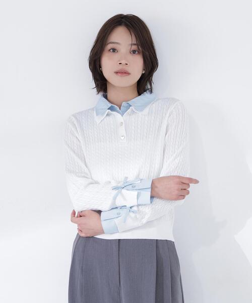 カタログ掲載 ニットとシャツのドッキング NATURAL BEAUTY BASIC（ナチュラルビューティーベーシック） ニット