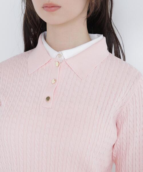 deicy ビッグスリーブケーブルニット ベビーピンク NATURAL BEAUTY BASIC（ナチュラルビューティーベーシック） ニット