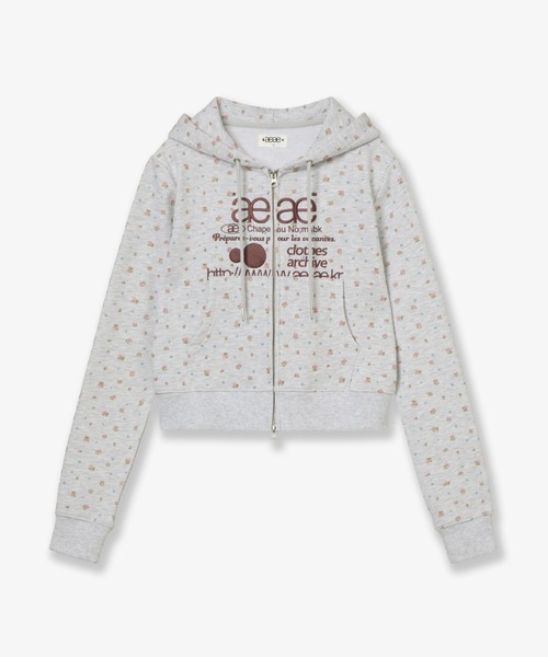 aeae パーカー WEB LOGO FLOWER CROP HOOD ZIP-UP レディース メンズ