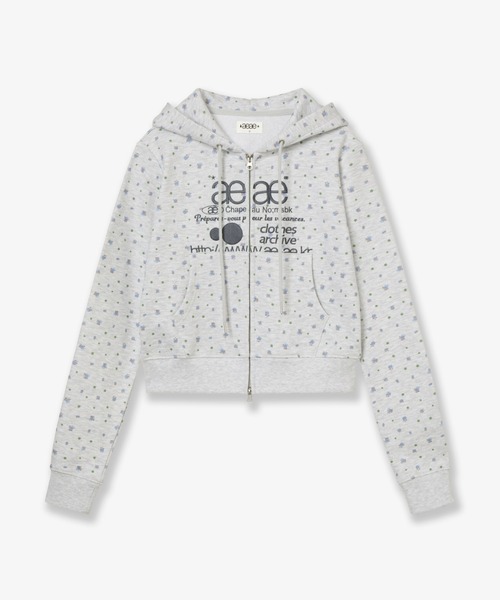 aeae パーカー WEB LOGO FLOWER CROP HOOD ZIP-UP レディース メンズ