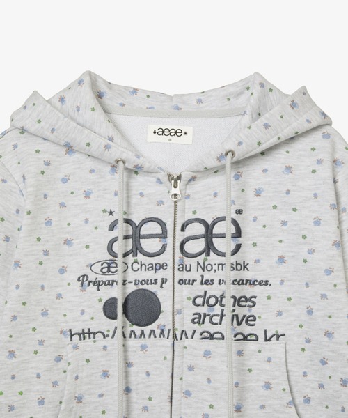 aeae パーカー WEB LOGO FLOWER CROP HOOD ZIP-UP レディース メンズ