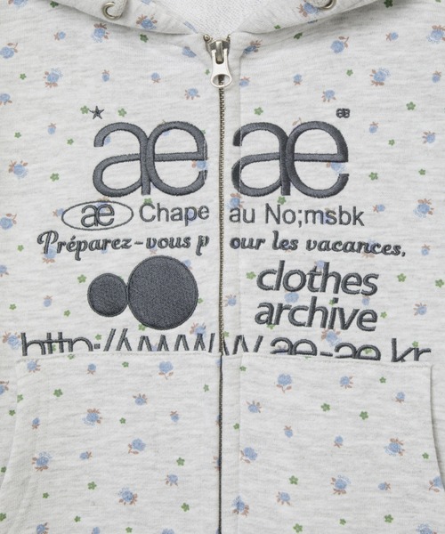 aeae パーカー WEB LOGO FLOWER CROP HOOD ZIP-UP レディース メンズ