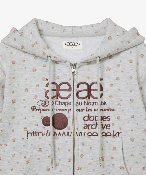 aeaeジップアップパーカー 数回使用 aeae パーカー WEB LOGO FLOWER CROP HOOD ZIP-UP レディース メンズ