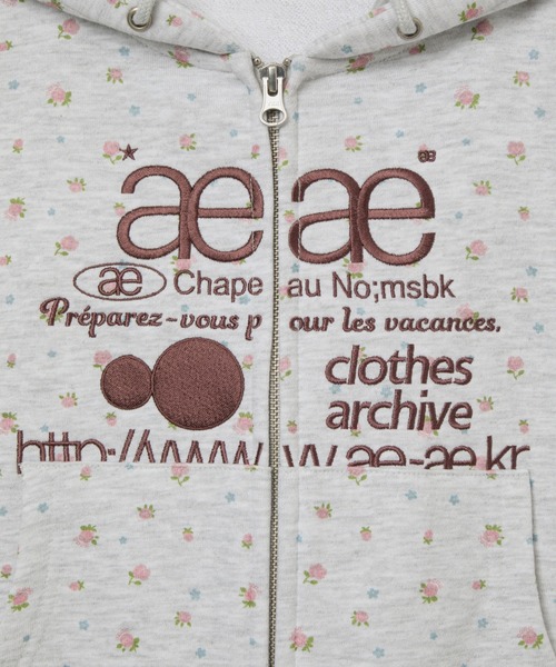 aeae パーカー WEB LOGO FLOWER CROP HOOD ZIP-UP レディース メンズ