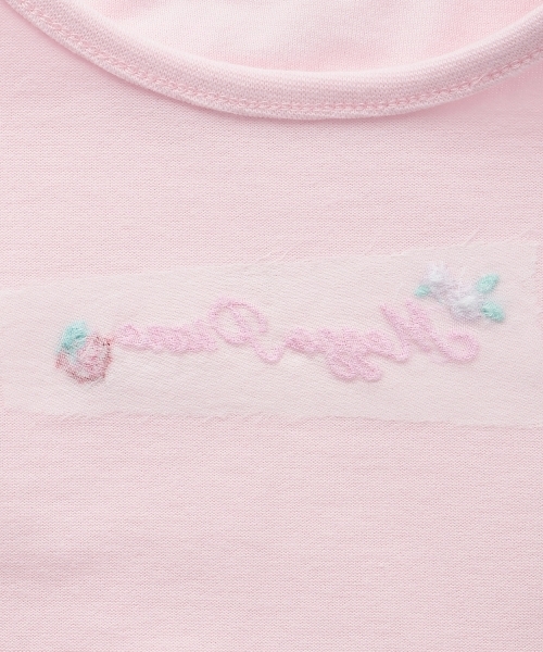 mezzo piano tシャツ イチゴ刺しゅうチュール袖 Tシャツ キッズ 子供服