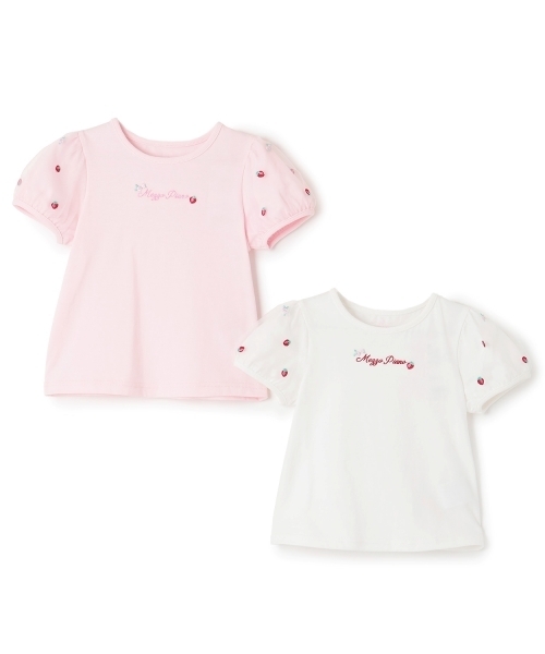 mezzo piano tシャツ イチゴ刺しゅうチュール袖 Tシャツ キッズ 子供服
