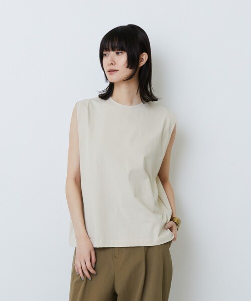 LOISIR tシャツ コットン天竺ノースリーブプルオーバー レディース
