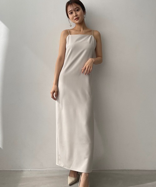 「anuans」 キャミソールワンピース MEDIUM ブラック レディースの画像