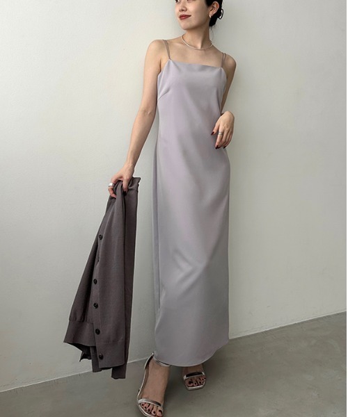 「anuans」 キャミソールワンピース MEDIUM ブラック レディースの画像