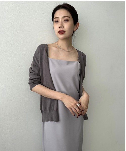 「anuans」 キャミソールワンピース MEDIUM ブラック レディースの画像