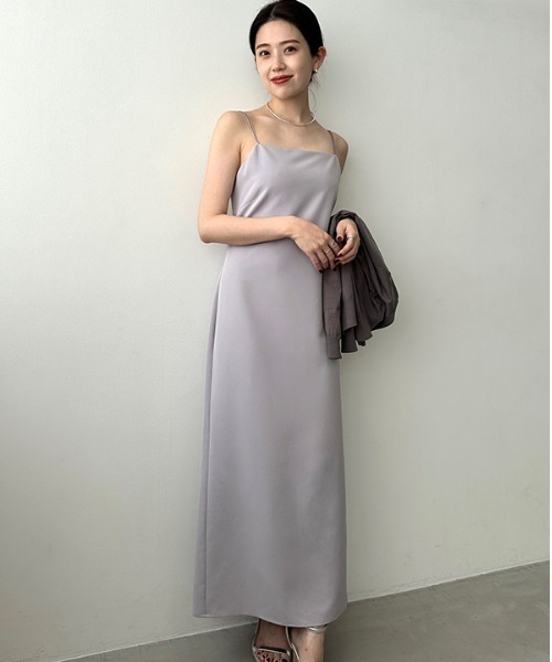 「anuans」 キャミソールワンピース MEDIUM ブラック レディースの画像