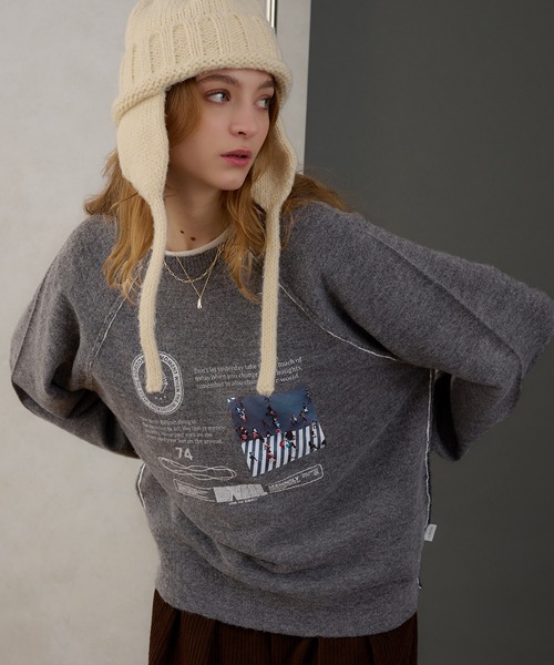 「MUHET」 長袖ニット X-LARGE オレンジ レディース_画像5