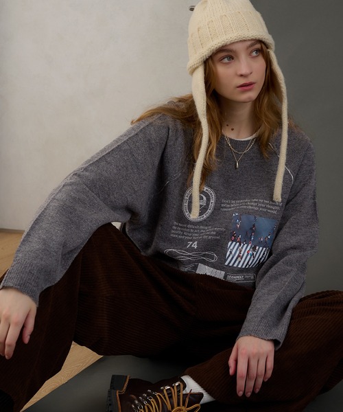 「MUHET」 長袖ニット X-LARGE オレンジ レディース_画像9