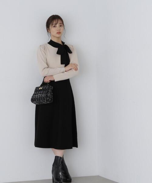 「PROPORTION BODY DRESSING」 ニットワンピース MEDIUM ブラック レディース_画像6