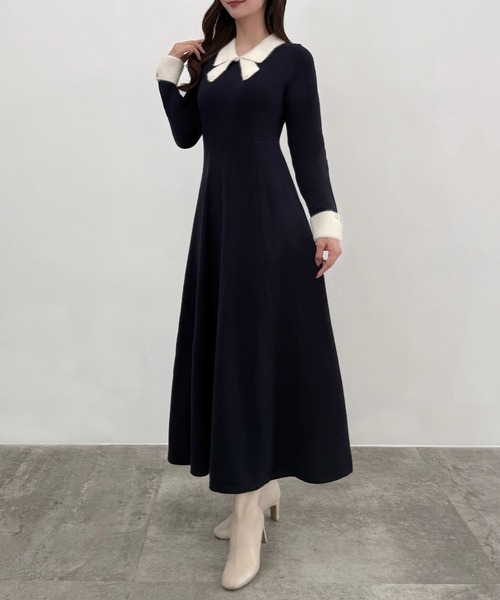 「CENEA」 ニットワンピース LARGE ネイビー レディース_画像7