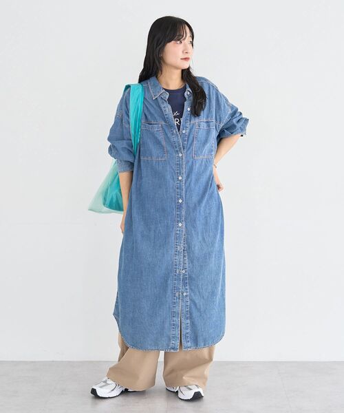 Green Parks（グリーンパークス） シャツワンピース シアーデニム