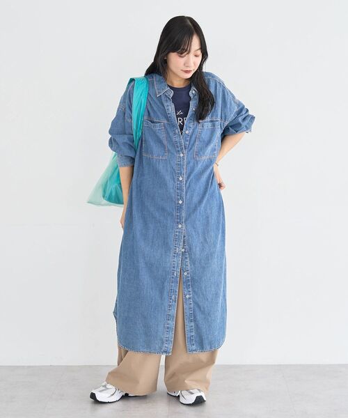 HARE【美品】デニムシャツワンピース Green Parks（グリーンパークス） シャツワンピース シアーデニム