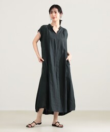 美品 TICCA ビームス 別注 リネンノースリーブシャツワンピース 2WAY Demi-Luxe BEAMS（デミルクス ビームス） ワンピース TICCA / リネン