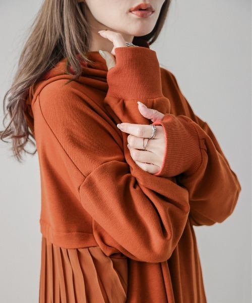 「La-gemme」 長袖ワンピース フリー グリーン レディース_画像4