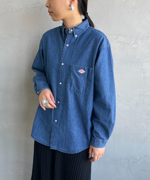 poppo4649*ダントン DANTON*長袖シャツ/ブルー36 Danton（ダントン） 長袖シャツ 36 ブルー レディース : ZOZOTOWN
