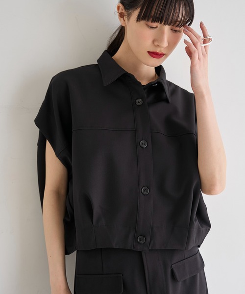 meilmada ブラウス シャツ コクーンフレンチスリーブシャツ レディース
