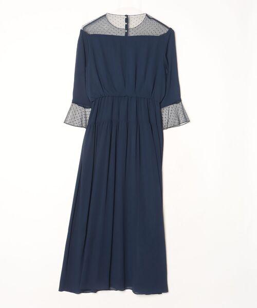 「PREFERIR」 7分袖ワンピース LARGE ネイビー レディース_画像2