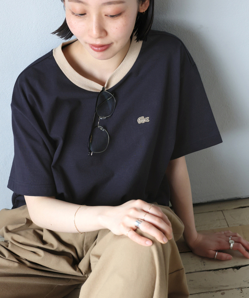 tシャツ 「追加」別注「LACOSTE/ラコステ」リンガーTシャツ レディースの画像