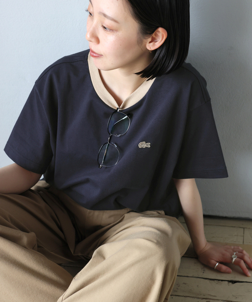 tシャツ 「追加」別注「LACOSTE/ラコステ」リンガーTシャツ レディースの画像