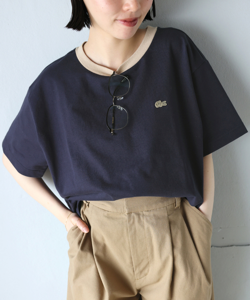 tシャツ 「追加」別注「LACOSTE/ラコステ」リンガーTシャツ レディースの画像