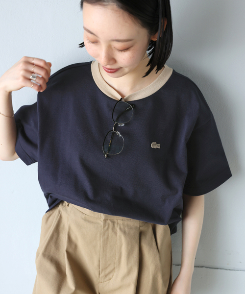 tシャツ 「追加」別注「LACOSTE/ラコステ」リンガーTシャツ レディースの画像