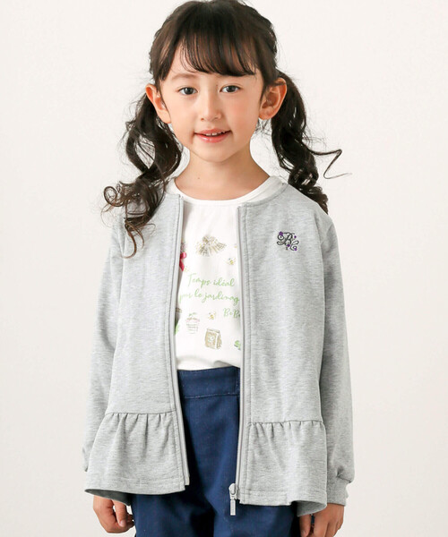 「BeBe」 「KIDS」ジップアップパーカー 120cm グレー キッズ_画像4