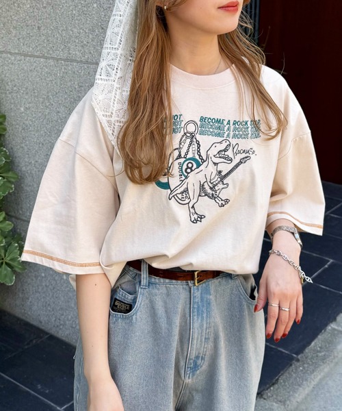 「DOUBLE NAME」 半袖Tシャツ FREE オフホワイト レディース_画像5