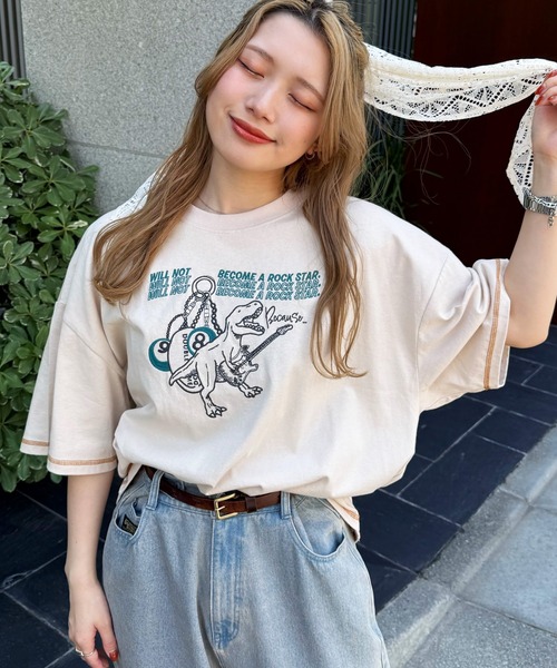 「DOUBLE NAME」 半袖Tシャツ FREE オフホワイト レディース_画像8