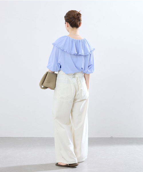 美品✨イエナ ラブークル ラッフル フリルブラウス コットンシフォン シャツ IENA（イエナ） ブラウス シャツ コットンドライボイル ラッフル