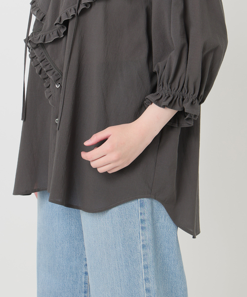 IENA（イエナ） ブラウス シャツ コットンドライボイル ラッフル
