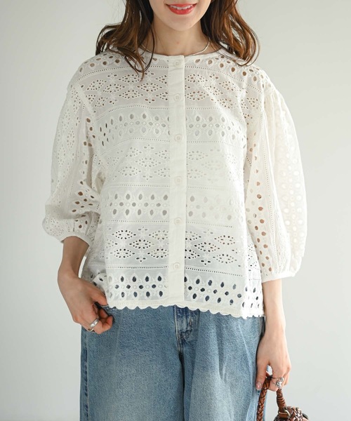 Muffiny tシャツ 2WAYカットワークレースブラウス レディース