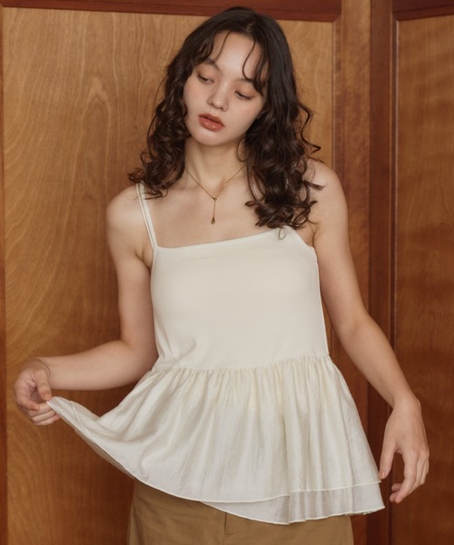 OLUN キャミソール frill hem camisole/裾フリルキャミソール