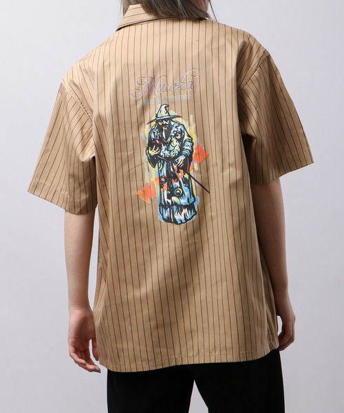 MISHKA（ミシカ） シャツ デスアダーバックプリントストライプワーク 