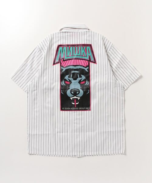 MISHKA（ミシカ） シャツ 半袖 デスアダーバックプリントストライプ